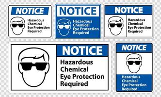 Avis de protection des yeux chimiques dangereux requis signe symbole isoler sur fond transparent, illustration vectorielle vecteur