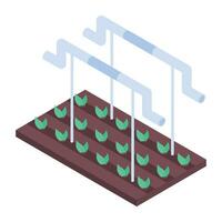 vérifier en dehors plante hydroponique isométrique icône vecteur