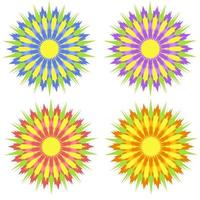 ensemble de fleurs abstraites isolées de couleur jaune, rouge, violet, bleu sur fond blanc. conception simple pour la décoration vecteur