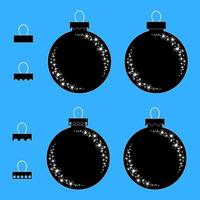 un ensemble de silhouettes isolées noires plates de jouets de noël sous forme de boules. conception simple pour le traitement. vecteur