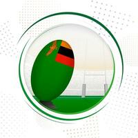 drapeau de Zambie sur le rugby balle. rond le rugby icône avec drapeau de Zambie. vecteur