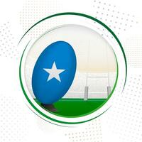 drapeau de Somalie sur le rugby balle. rond le rugby icône avec drapeau de Somalie. vecteur