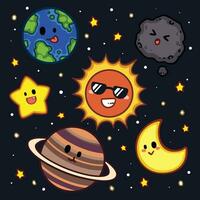 coloré mignonne dessin animé étoiles et planètes vecteur