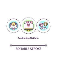 icône de concept de plate-forme de collecte de fonds. lieu de récolter des investissements pour de futurs projets. illustration de fine ligne d'idée d'application de charité. dessin de couleur de contour isolé de vecteur. trait modifiable vecteur