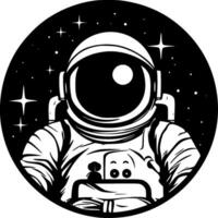 astronaute - noir et blanc isolé icône - vecteur illustration