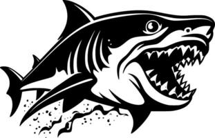 requin - noir et blanc isolé icône - vecteur illustration