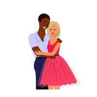 couple multiracial amoureux, illustration vectorielle dans un style plat. famille multiethnique vecteur