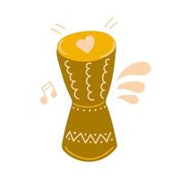 instrument de musique djembé tambour. illustration plate dessinée à la main. vecteur