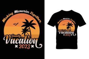 fabrication souvenirs ensemble famille vacances 2023 typographie T-shirt conception modèle. vecteur illustrations.