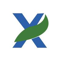 lettre X logo avec feuille vecteur. X feuille logo modèle, feuille logo initiales vecteur