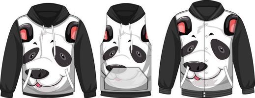 ensemble de différentes vestes avec modèle de visage de panda vecteur