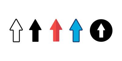 en haut La Flèche icône ensemble avec 5 différent les types de modes, doubler, Couleur doubler, plat couleur, rond, noir remplir. vecteur