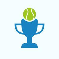 tennis championnat trophée logo conception concept avec tennis Balle et trophée icône vecteur