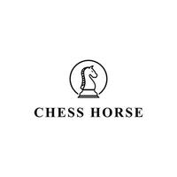 noir échecs cheval Chevalier pièce silhouette logo conception avec cercle vecteur