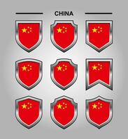 Chine nationale emblèmes drapeau et luxe bouclier vecteur