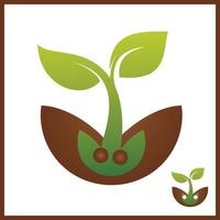 sprout eco logo, semis de feuilles vertes, concept de conception abstraite de plantes en croissance pour le thème de la technologie écologique. icône de l'écologie vecteur