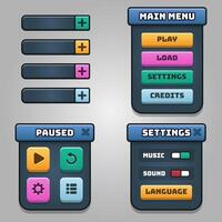 jeu d'interface sombre et de boutons colorés vecteur