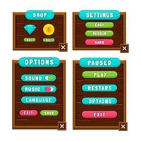 ensemble complet de pop-up de jeu de boutons de niveau, d'icônes, de fenêtres et d'éléments pour créer des jeux vidéo rpg médiévaux