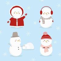 collection de bonhomme de neige mignon en hiver cette année. icônes de bonhomme de neige de noël vecteur