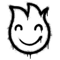 graffiti émoticône souriant visage avec souriant yeux isolé avec une blanc Contexte. graffiti Feu emoji avec plus de vaporisateur dans noir plus de blanche. vecteur