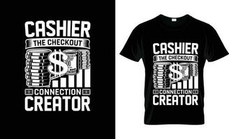 la caissière le check-out lien créateur coloré graphique T-shirt, T-shirt impression maquette vecteur