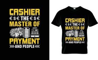 la caissière le Maître de Paiement et gens coloré graphique T-shirt, T-shirt impression maquette vecteur