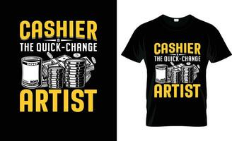 la caissière le rapide changement artiste coloré graphique T-shirt, T-shirt impression maquette vecteur