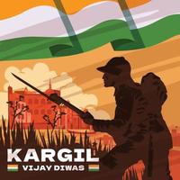 concept de célébration plat kargil vijay diwas vecteur