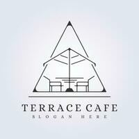 Extérieur terrasse café logo symbole icône signe ligne art vecteur illustration conception badge