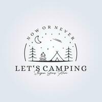 nuit camping logo badge autocollant icône symbole vecteur illustration conception