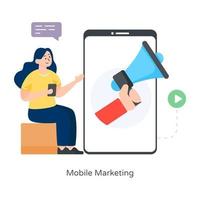 marketing mobile et publicité vecteur