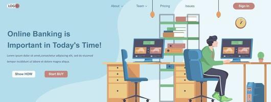 la banque en ligne est importante dans le concept de bannière web d'aujourd'hui vecteur