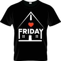 je l'amour vendredi, achats boutique T-shirt conception. cœur symbole combinaison homme et femme. icône combiner conception. vecteur