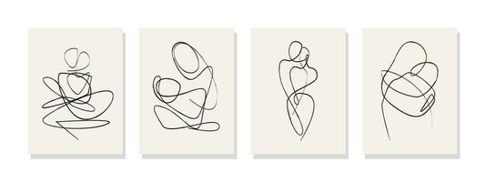 collection de minimaliste silhouette des illustrations représentant aimant des couples. une ligne art style pour mur art, affiches, couvertures, fonds d'écran, bannières, dépliants, cartes, et décor. vecteur