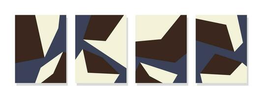 abstrait géométrique polygonal carrés dans une apaisant Lait Chocolat couleur. frappant abstrait illustration sur un élégant bleu Contexte. minimaliste style pour mur art, affiches, bannières, cartes, et décor vecteur