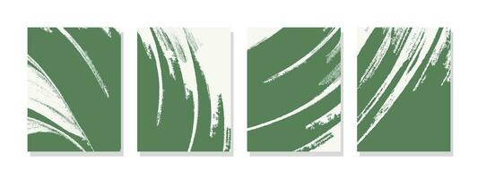 une collection de mur art de vert coups de pinceau sur blanc toile, évoquant apaisant Naturel paysages. idéal pour mur art, couvertures, fonds d'écran, bannières, dépliants, cartes, affiches et décorations. vecteur