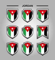 Jordan nationale emblèmes drapeau et luxe bouclier vecteur