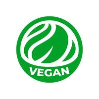 végétalien logo icône. BIO, naturel, biologique, éco, en bonne santé, Frais aliments. rond forme vert illustration avec feuilles pour produit autocollants, Étiquettes votre emballage vecteur