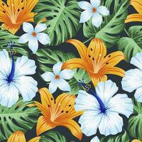 motif floral sans couture avec des feuilles. fond tropical vecteur