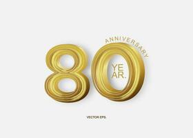 un 80e anniversaire logo avec or texte vecteur