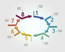 8 La Flèche modèle pour infographie pour présentation pour 8 élément vecteur