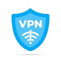 Bouclier sans fil vpn wifi icône signe illustration vectorielle design plat. vecteur