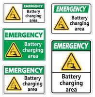 Zone de chargement de batterie d'urgence signe sur fond blanc vecteur