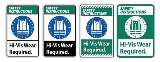 consignes de sécurité signe vêtements haute visibilité requis sur fond blanc vecteur