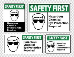 Sécurité première protection des yeux chimiques dangereux requis signe symbole isoler sur fond transparent, illustration vectorielle vecteur