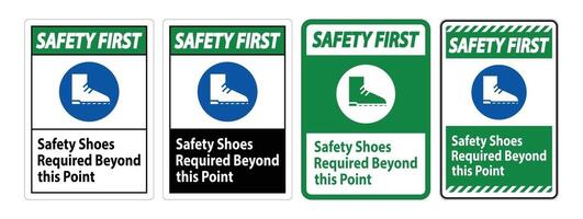 Safety First Sign chaussures de sécurité requises au-delà de ce point vecteur