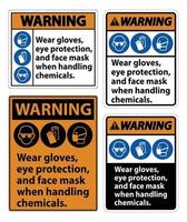 avertissement porter des gants, une protection des yeux et un masque facial isoler sur fond blanc, illustration vectorielle eps.10 vecteur