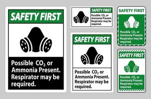 sécurité d'abord signe EPI présence possible de co2 ou d'ammoniac, un respirateur peut être requis vecteur