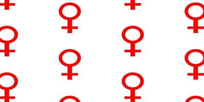 toile de fond de vecteur rouge clair avec les symboles de puissance de la femme.