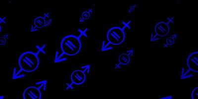 motif vectoriel bleu foncé avec des éléments de féminisme.